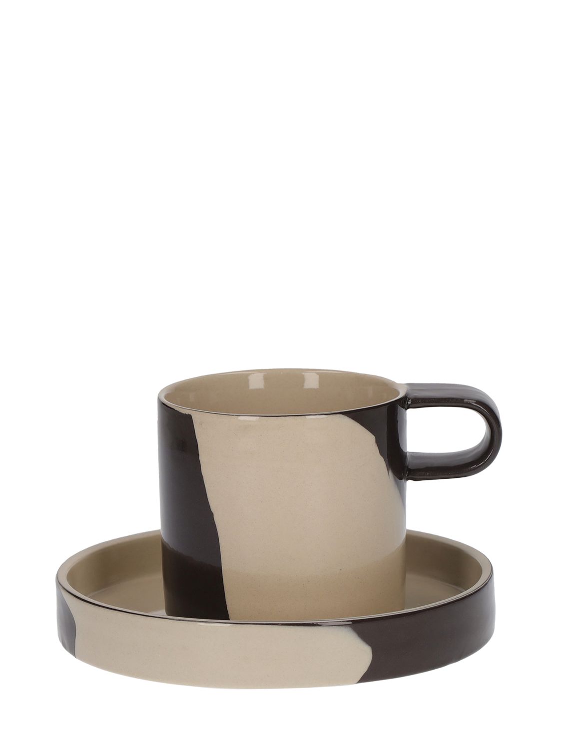 Ferm Living Inlay Cup & Saucer In Gray