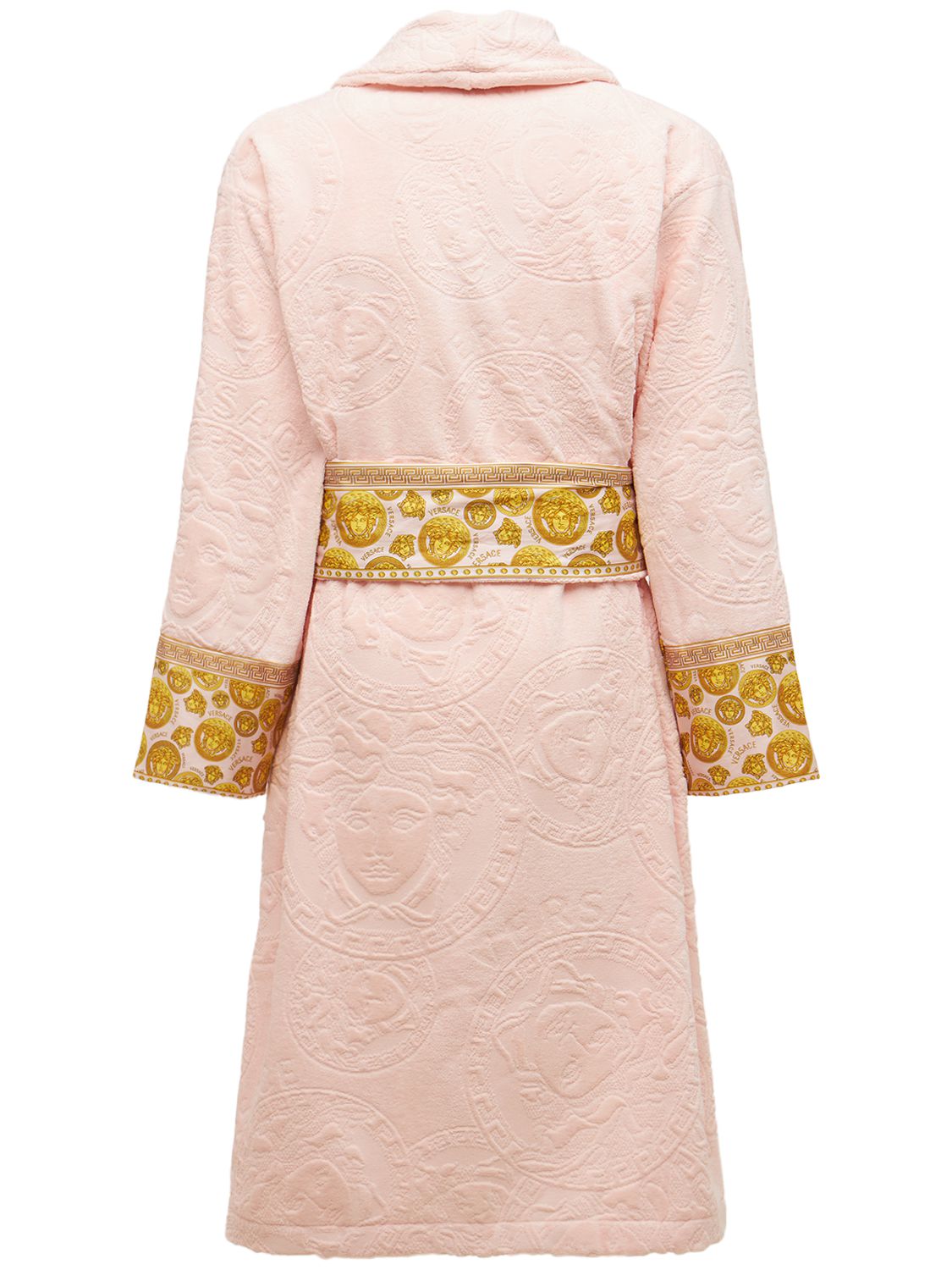 Versace Medusa Cotton Bathrobe In Rosa-oro