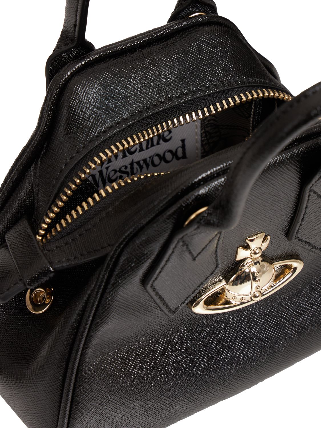 Shop Vivienne Westwood Mini Yasmine Saffiano Leather Bag In Schwarz