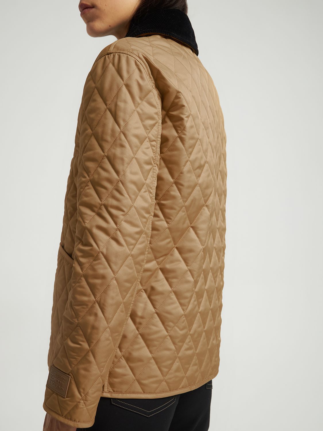 Shop Burberry Dranefeld Quilted Buttoned Short Jacket In Beige,schwarz