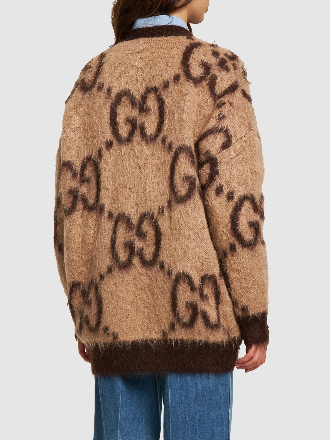  Gucci Oversized Cardigan Aus Gg-mohairmischjacquard 