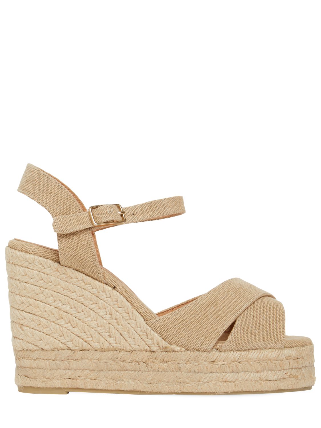 Image of 110mm Blaudell Cotton Espadrille Wedges