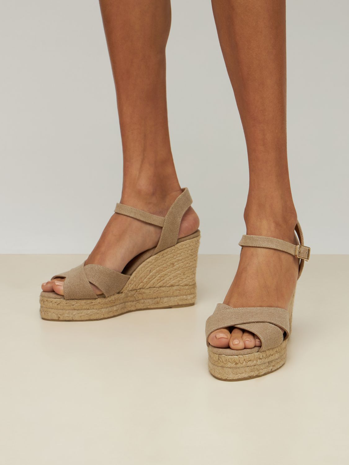 Shop Castaã±er 110mm Blaudell Cotton Espadrille Wedges In Sand