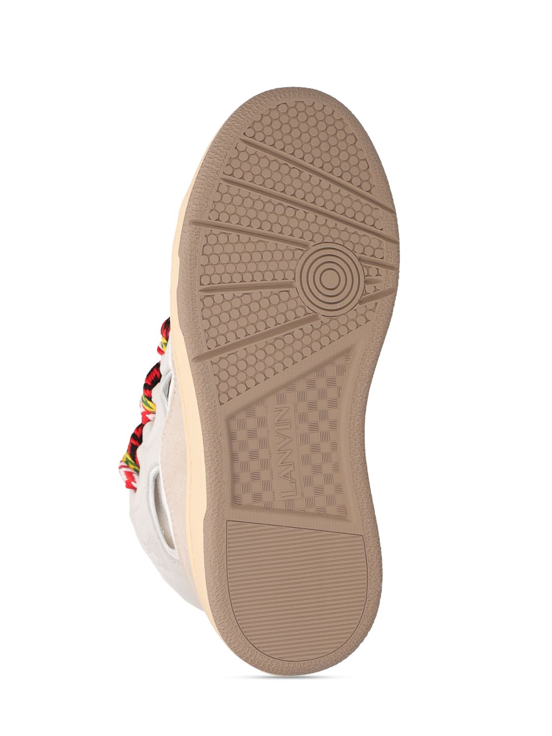 Lanvin Curb Sneakers In Leather And Suede With Multicolor Laces In White