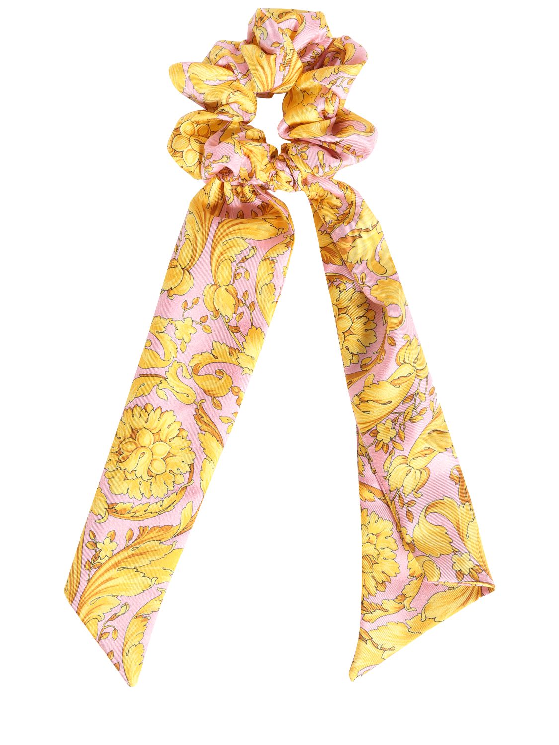 Versace | Women Baroque Printed Silk Twill Scrunchie Candy/gold