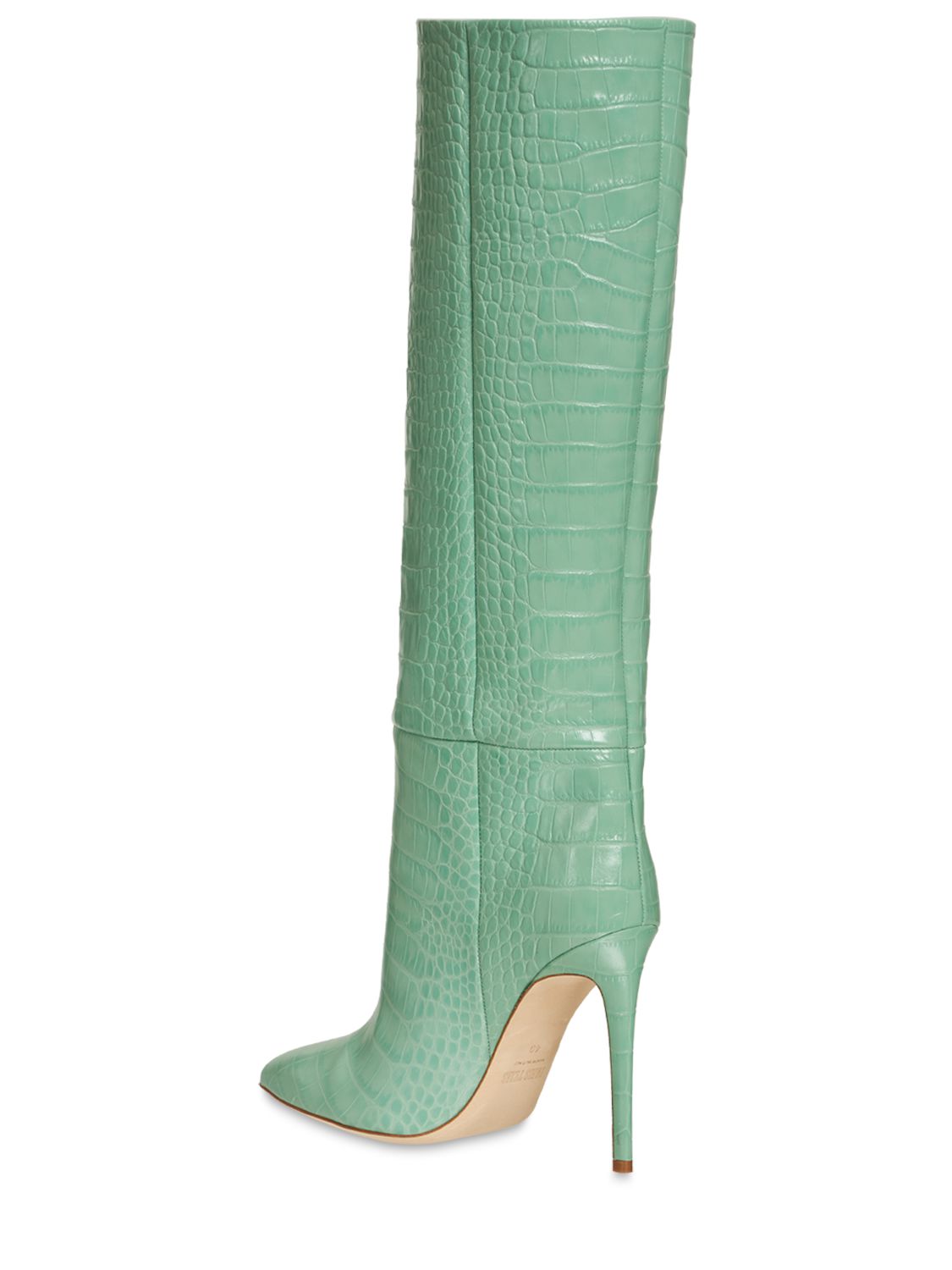 Paris Texas 105mm Croc Embossed Leather Tall Boots In Вода