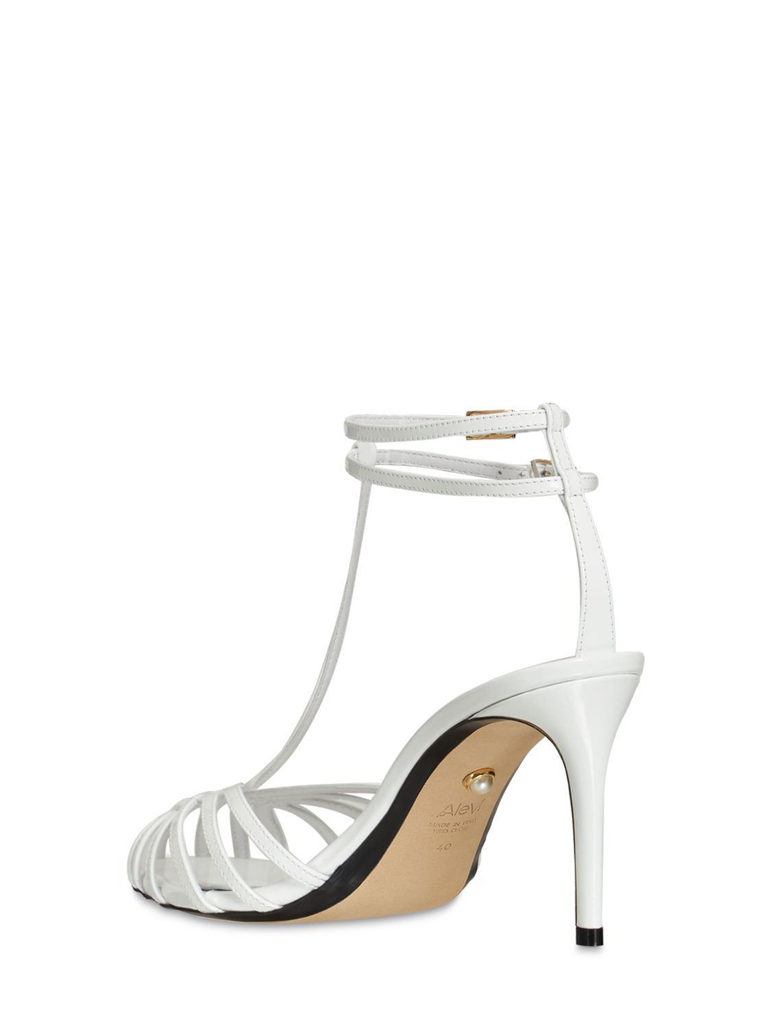 Shop Alevì 80mm Anna Patent Leather Sandals In White