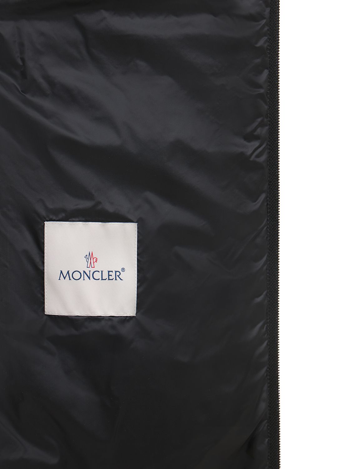 Moncler Barbel Long Nylon Down Jacket In Black