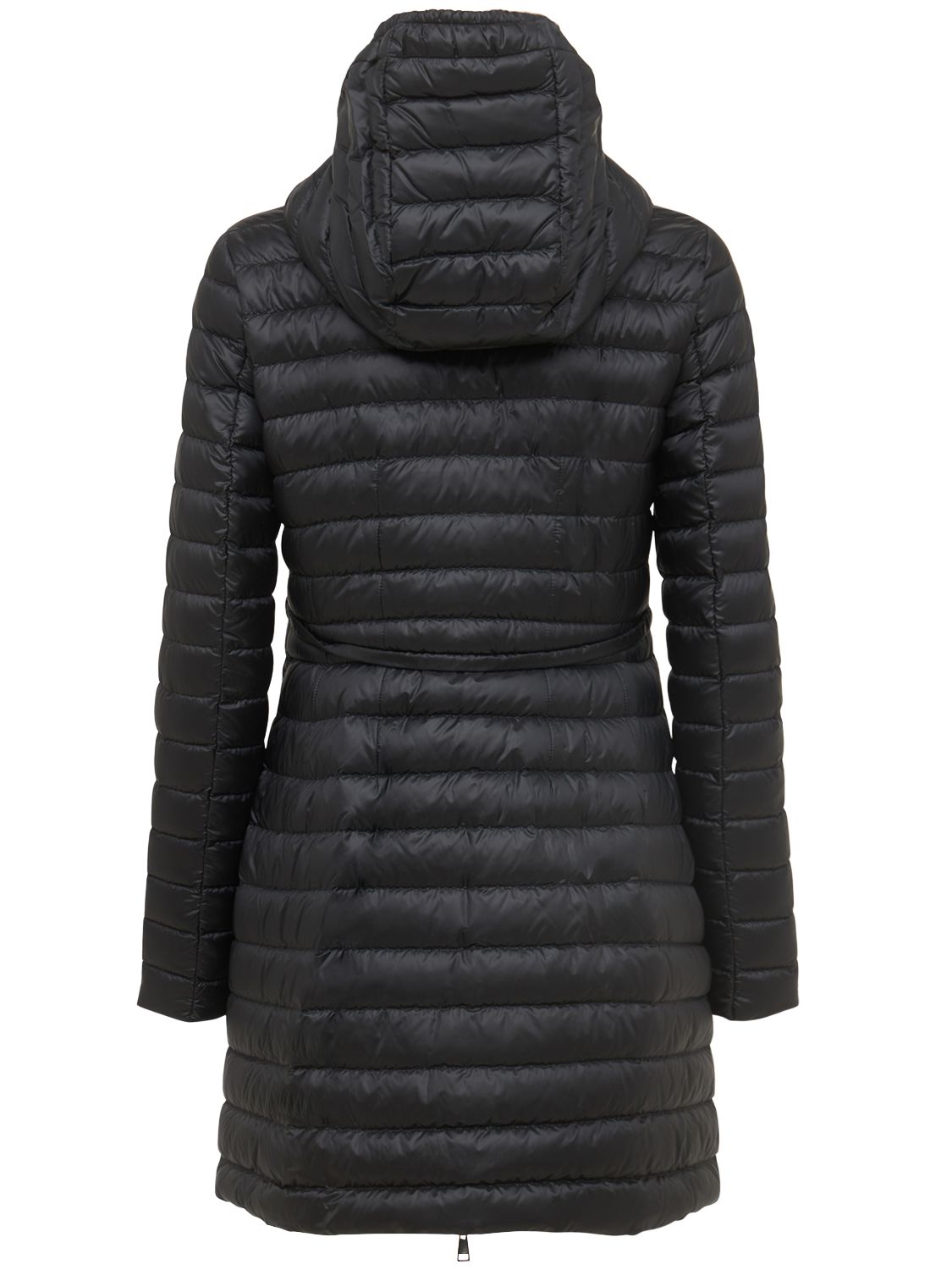 Moncler Barbel Long Nylon Down Jacket In Black