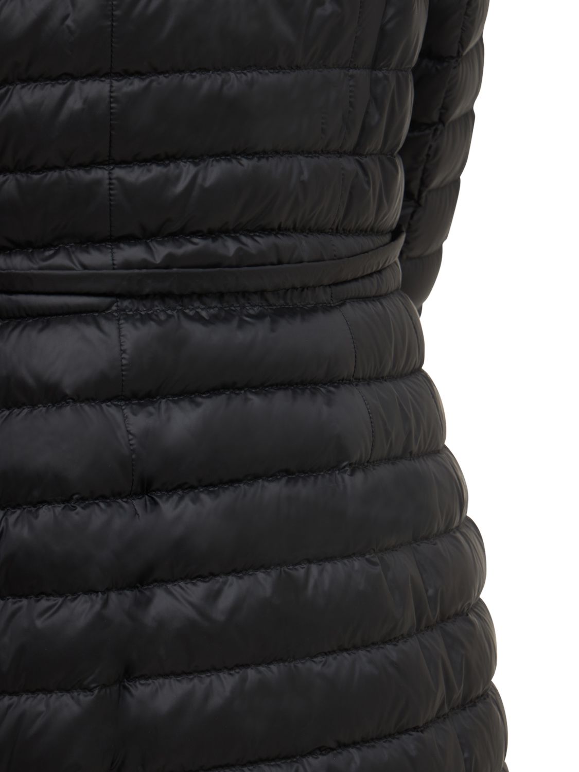 Moncler Barbel Long Nylon Down Jacket In Black