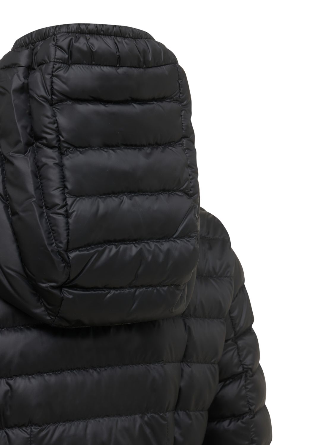Moncler Barbel Long Nylon Down Jacket In Black