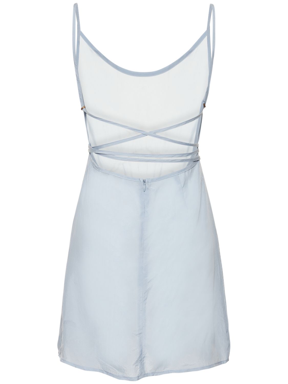 Shop Anemos The Km Japanese Cupro Mini Dress In Light Blue
