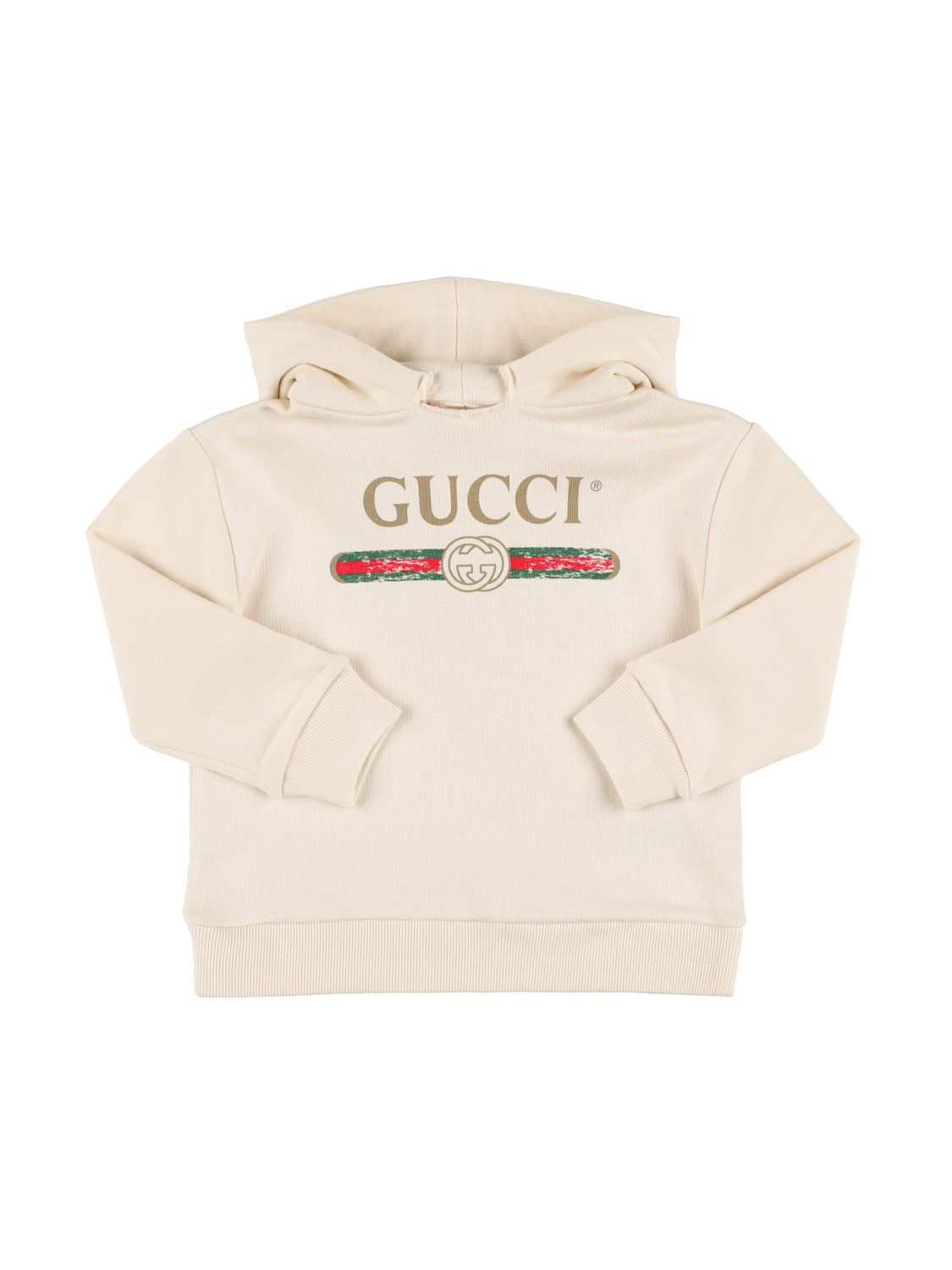 Gucci Kids' Logo Print Cotton Sweatshirt Hoodie In White