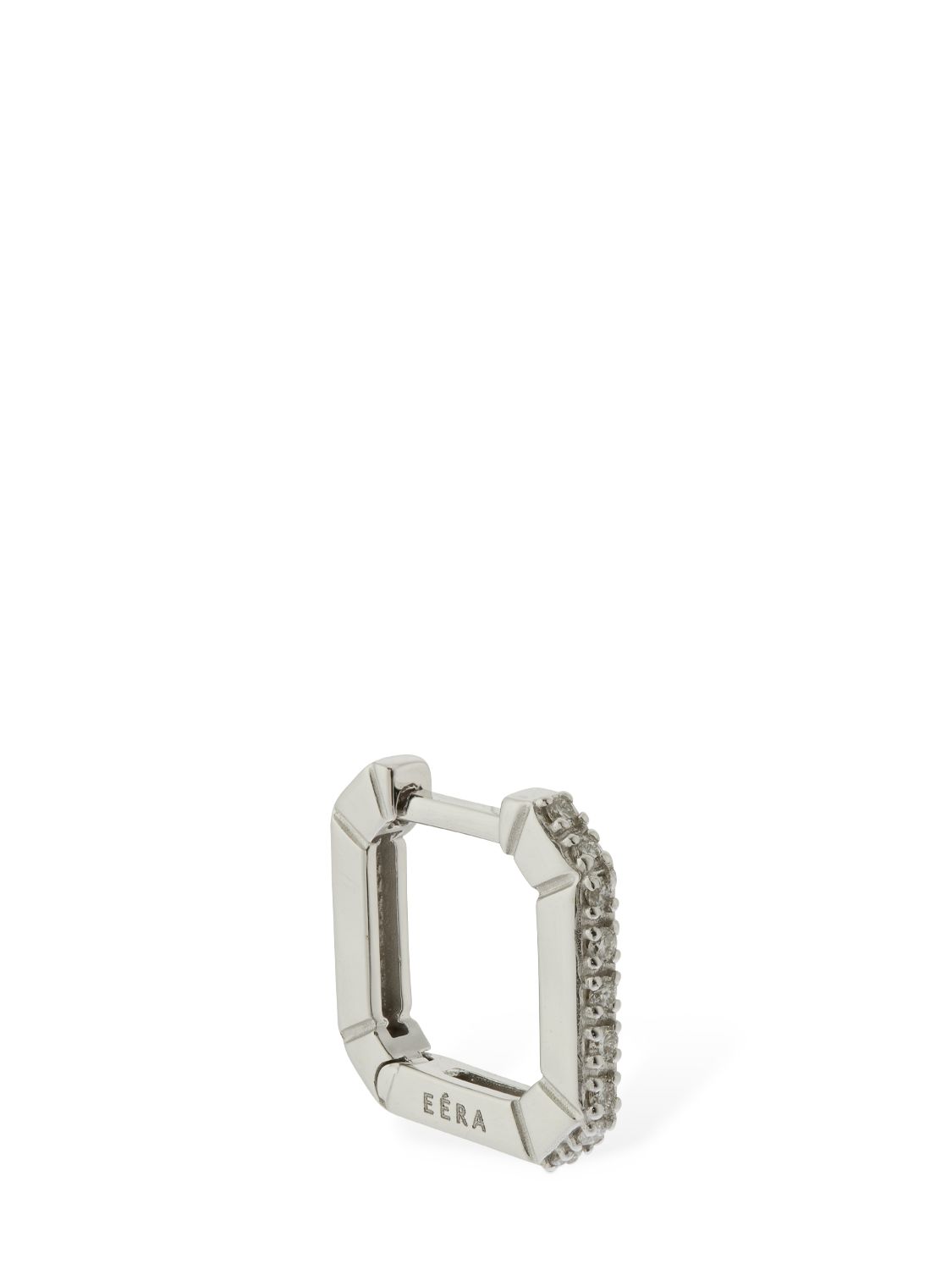Mini 18kt & Diamond Squared Mono Earring