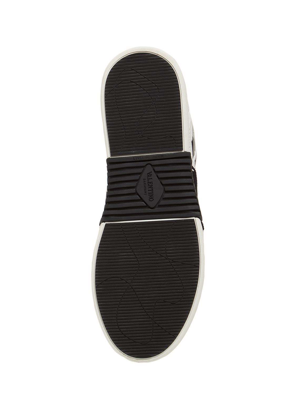 Valentino Vl7n Leather And Fabric Low-top Sneakers In White,black