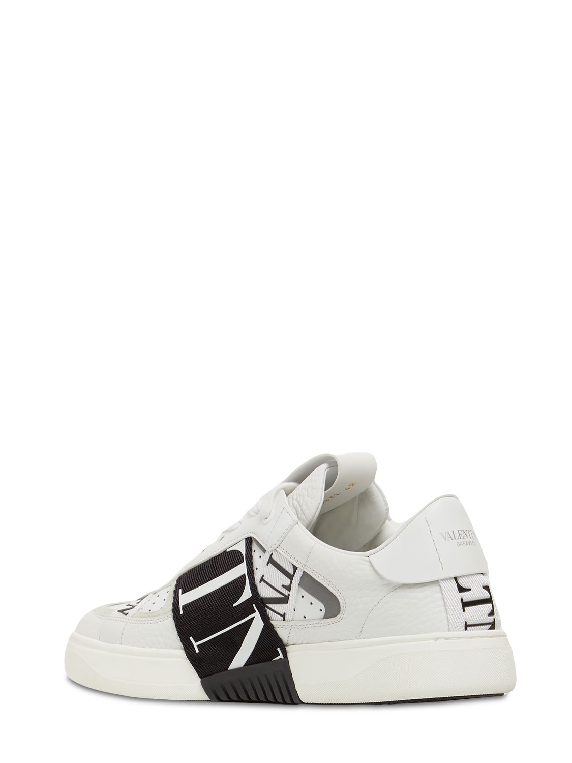 Valentino Vl7n Leather And Fabric Low-top Sneakers In White,black