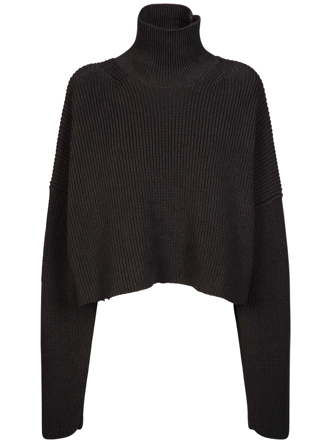 Cropped Cotton Knit Turtleneck