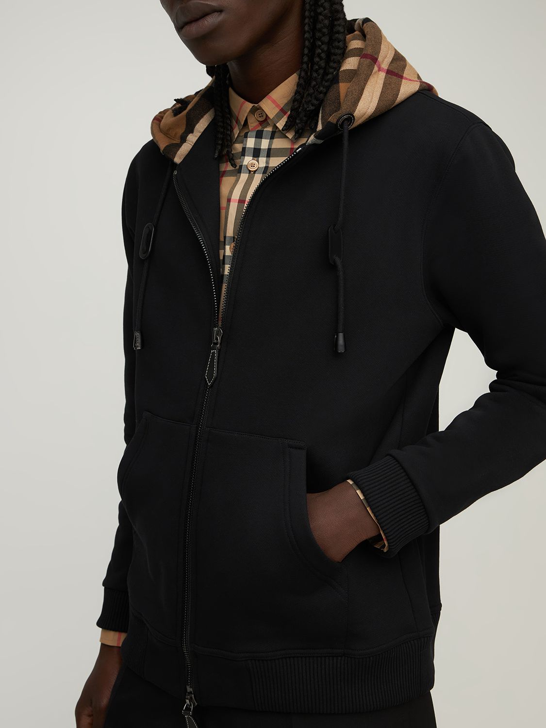 Shop Burberry Samuel Cotton Hoodie In Black