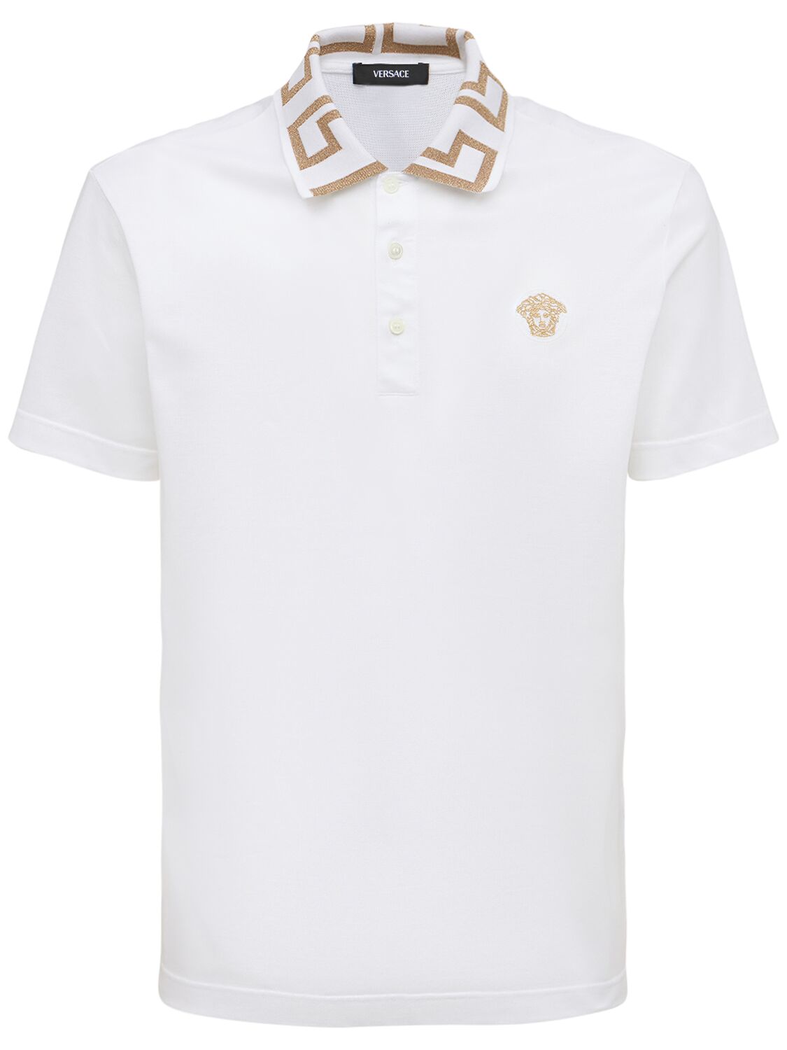 Polo Taylor En Coton Détail Greca - VERSACE - Modalova