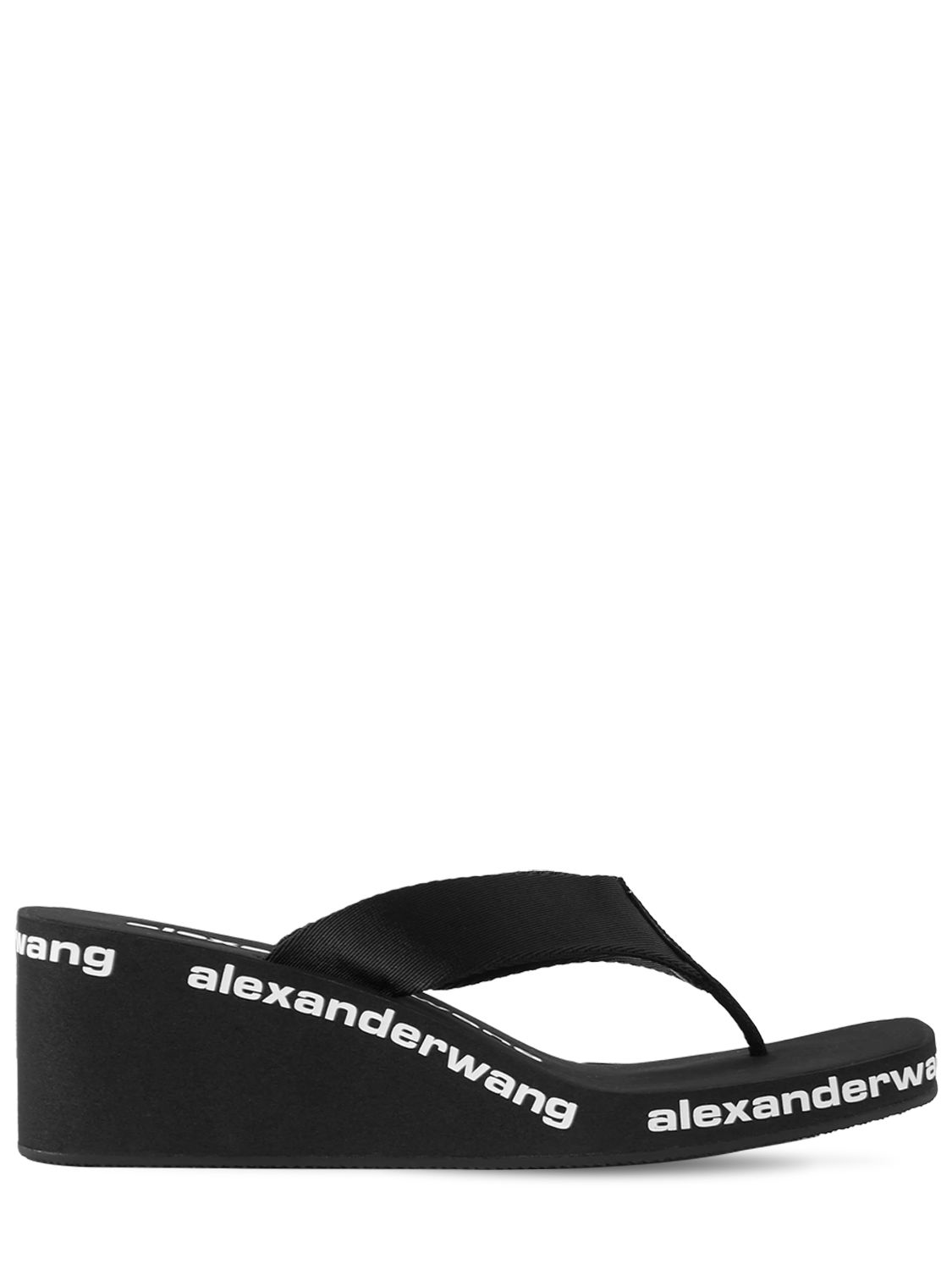 Shop Alexander Wang 70mm Aw Nylon Thong Wedges In 黑色