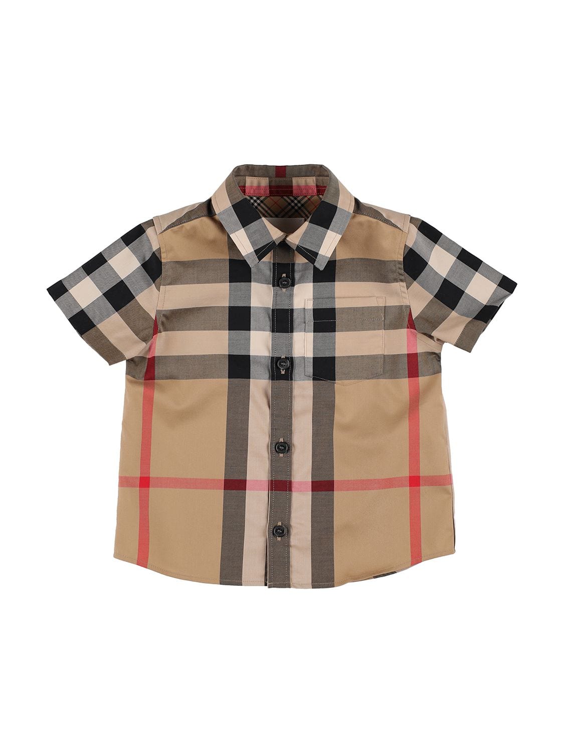 Check Print Stretch Cotton Poplin Shirt