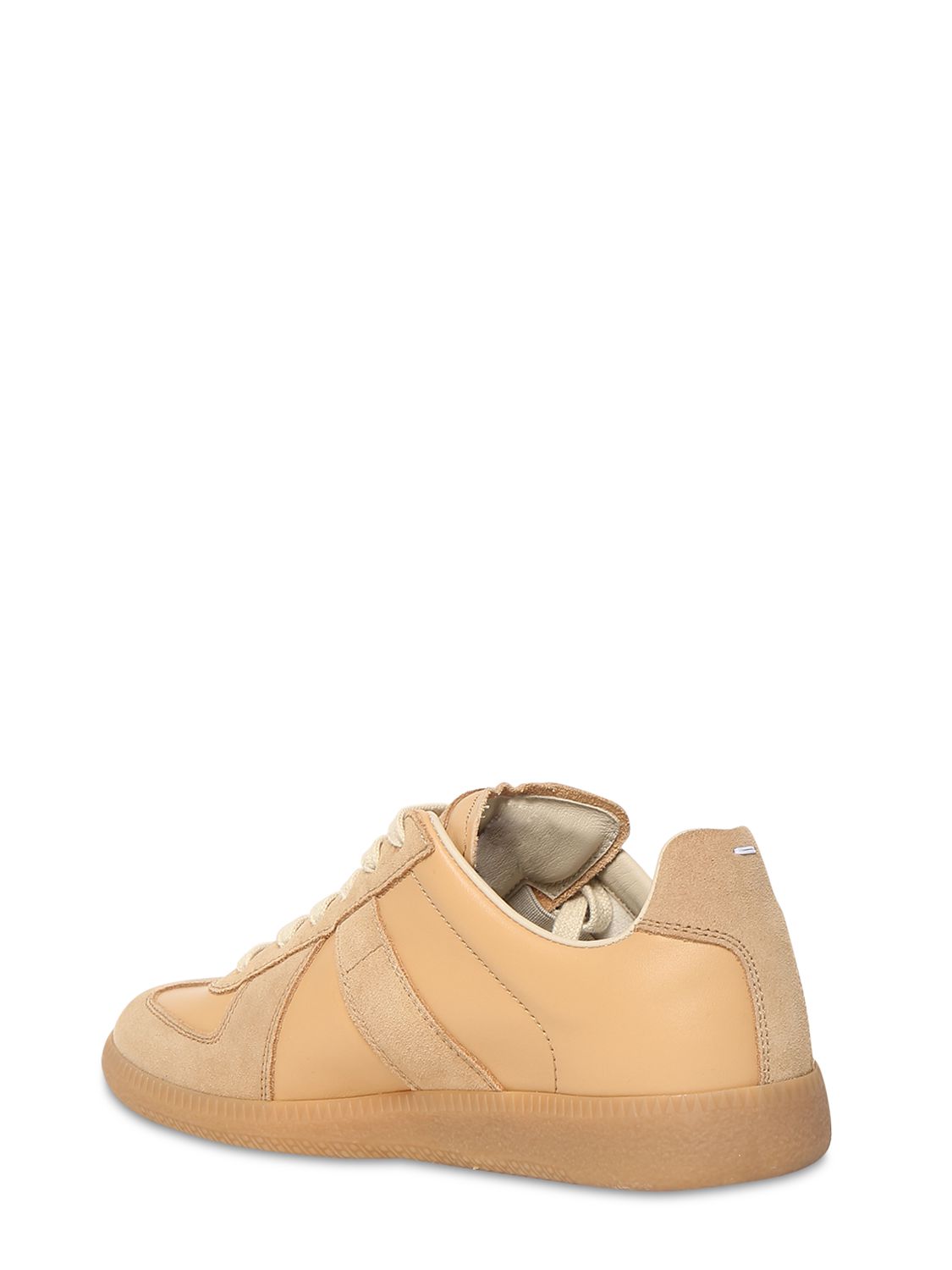 Shop Maison Margiela 20mm Replica Leather & Suede Sneakers In Camel