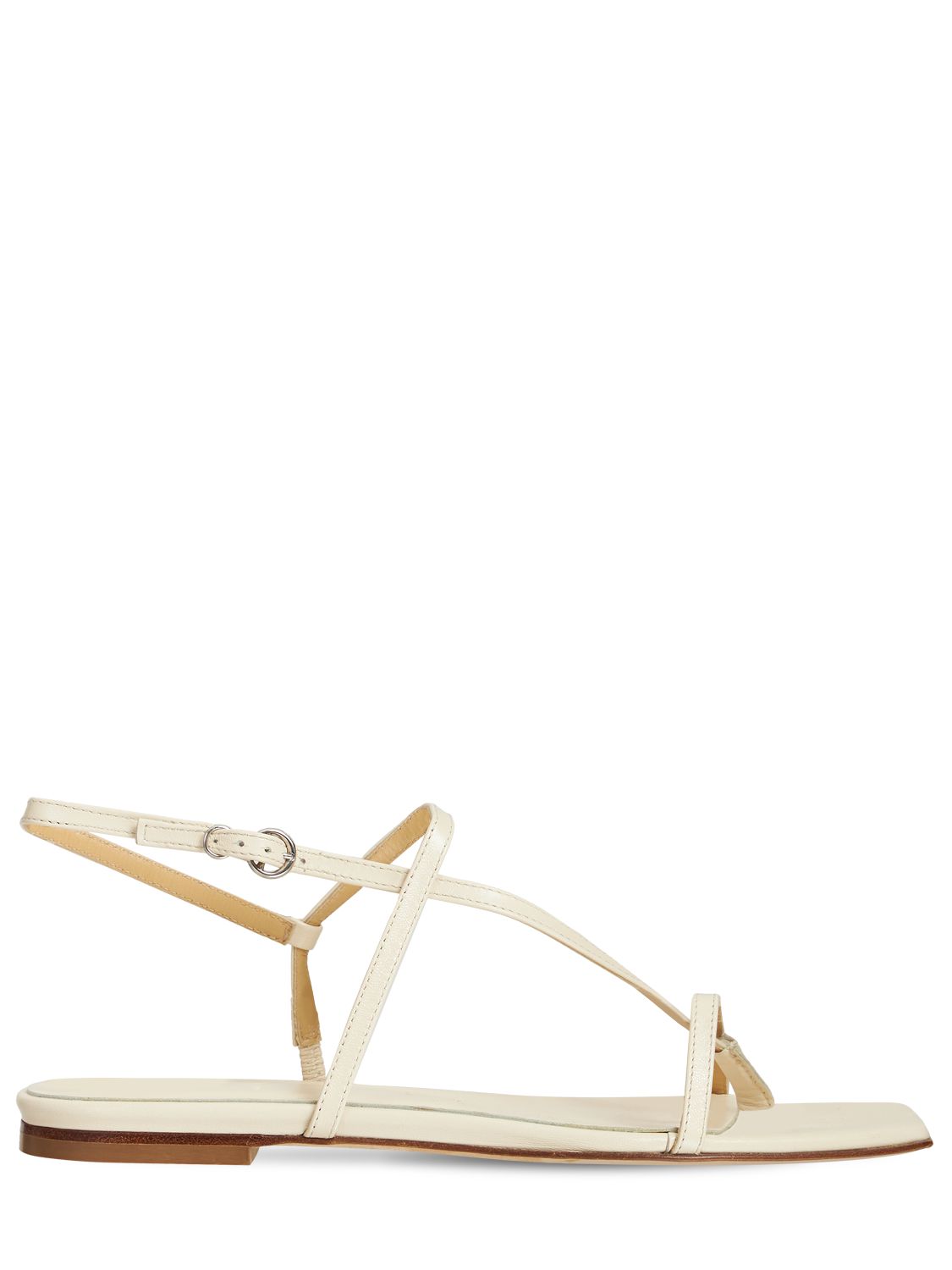 Aeyde 10mm Ella Leather Thong Sandals In Creamy