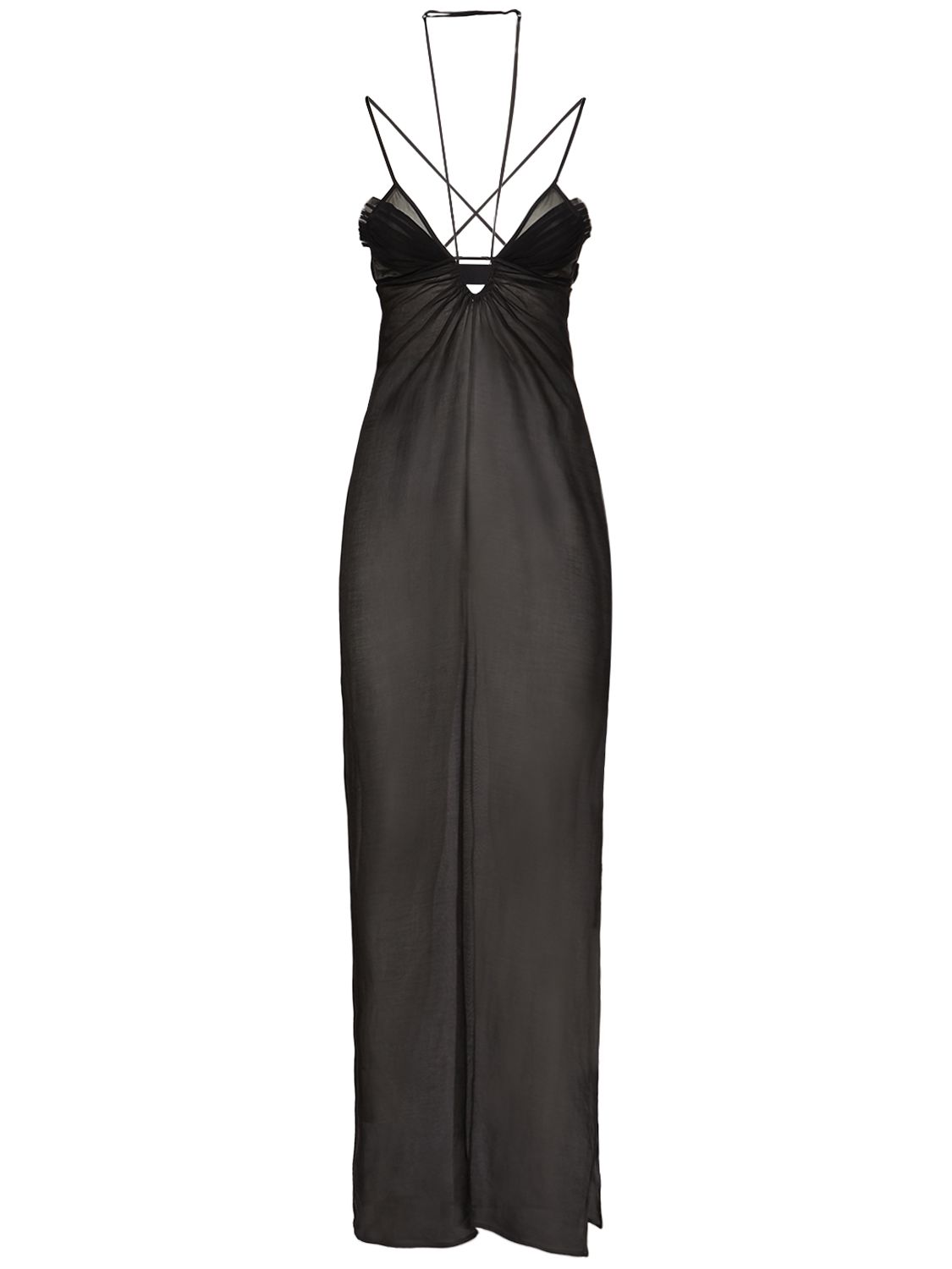Robe Longue En Voile Keyhole - NENSI DOJAKA - Modalova