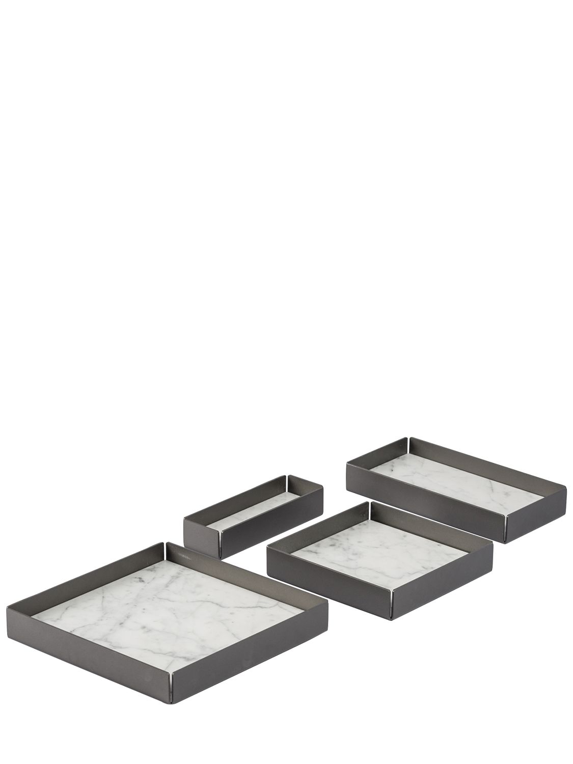 Salvatori Set Of 4 Marble Modular Trays In White