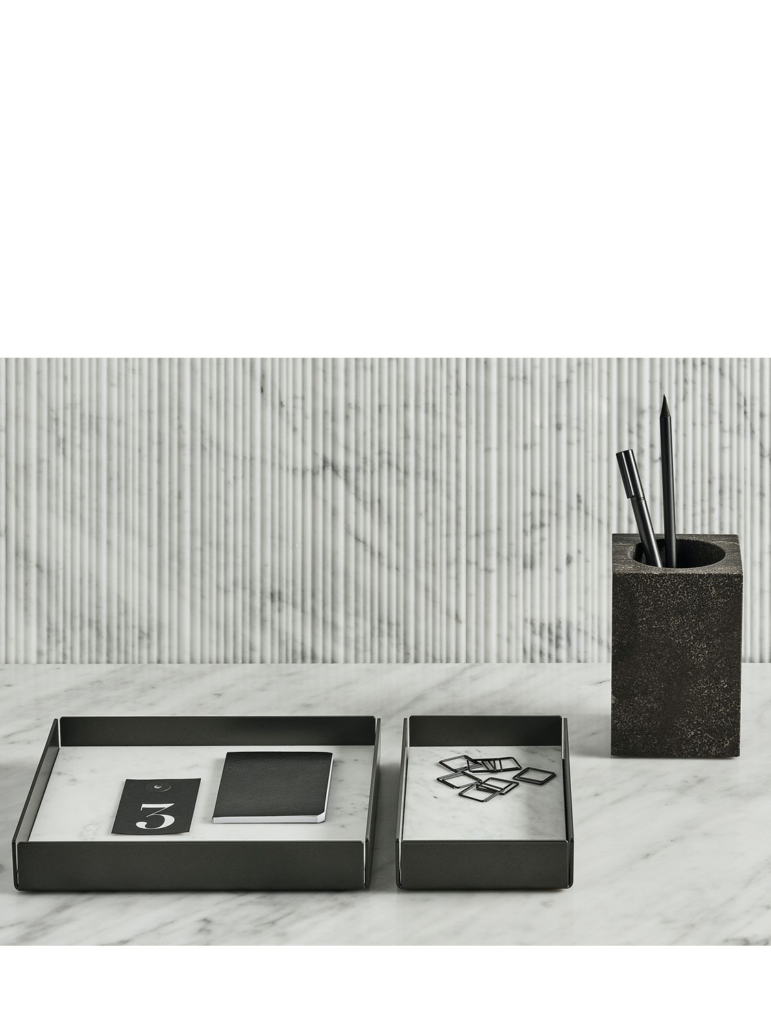 Salvatori Set Of 4 Marble Modular Trays In White
