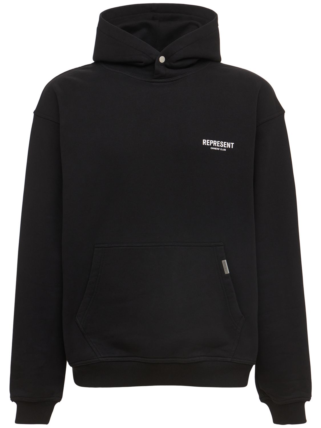 Shop Represent Owners Club Logo Cotton Hoodie In Black