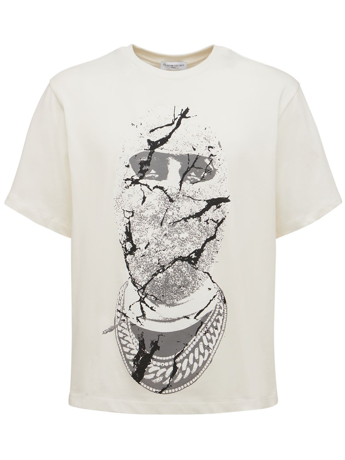 Image of Marble Mask Print Cotton T-shirt