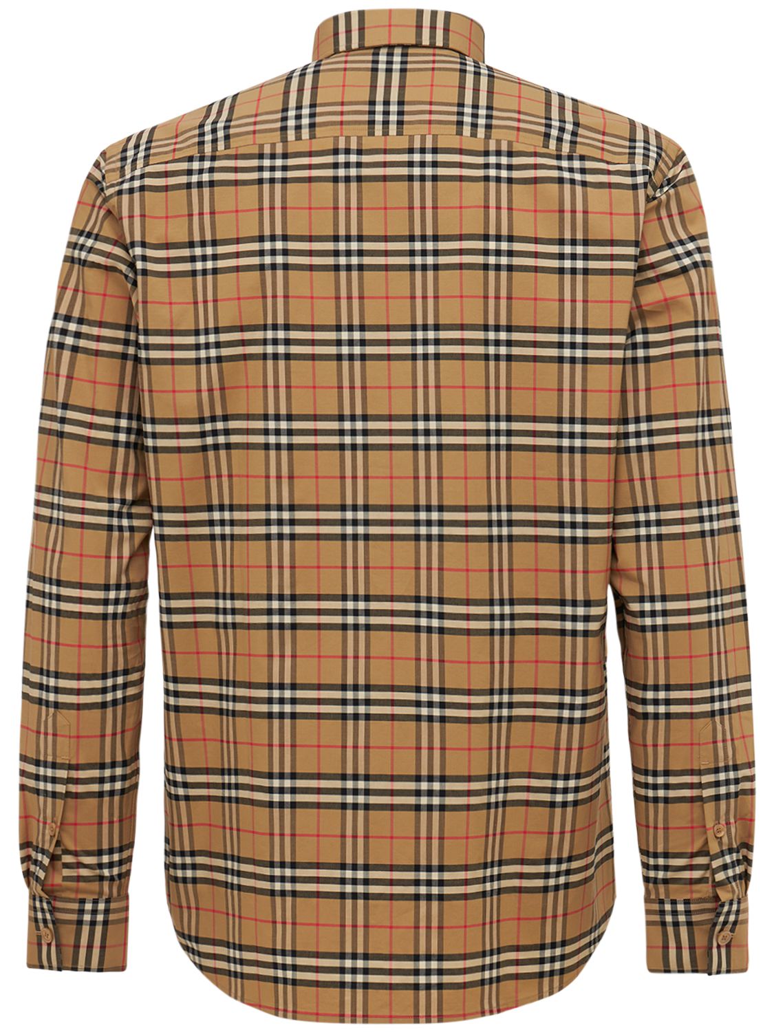 Shop Burberry Simpson Check Print Cotton Poplin Shirt In Archive Beige