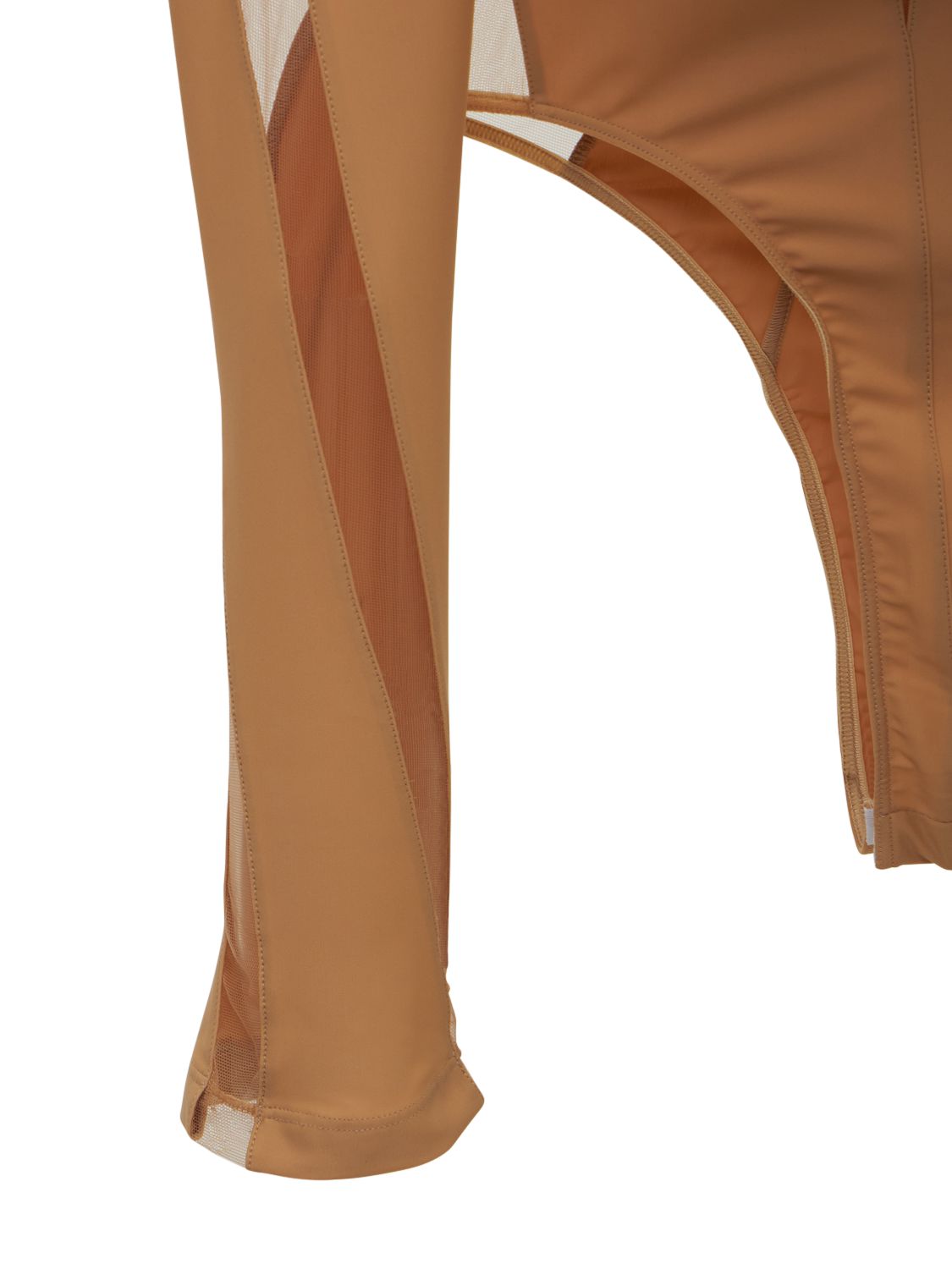 Mugler Lvr Exclusive Stretch Tech Bodysuit In Beige,nude