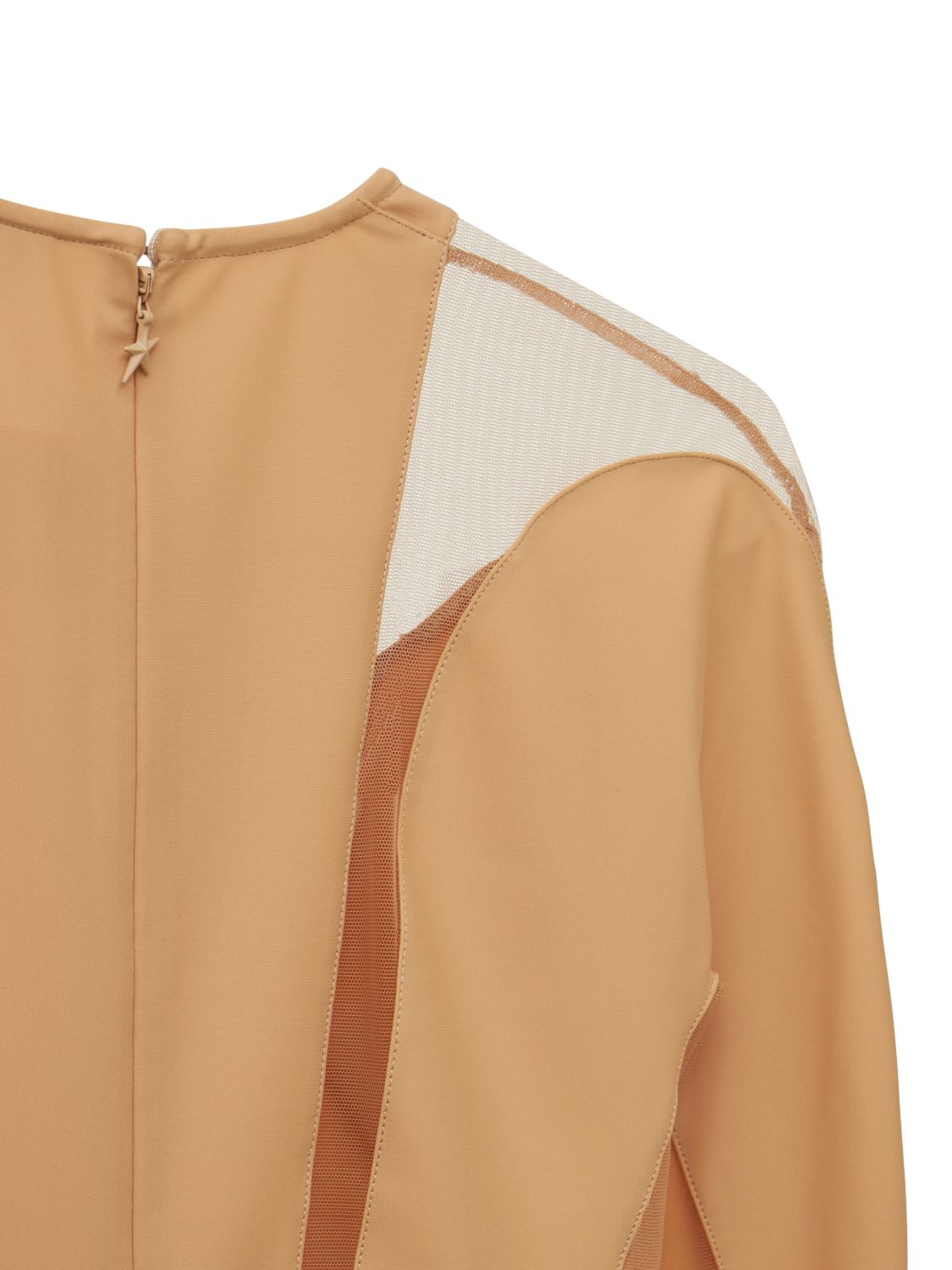 Mugler Lvr Exclusive Stretch Tech Bodysuit In Beige,nude