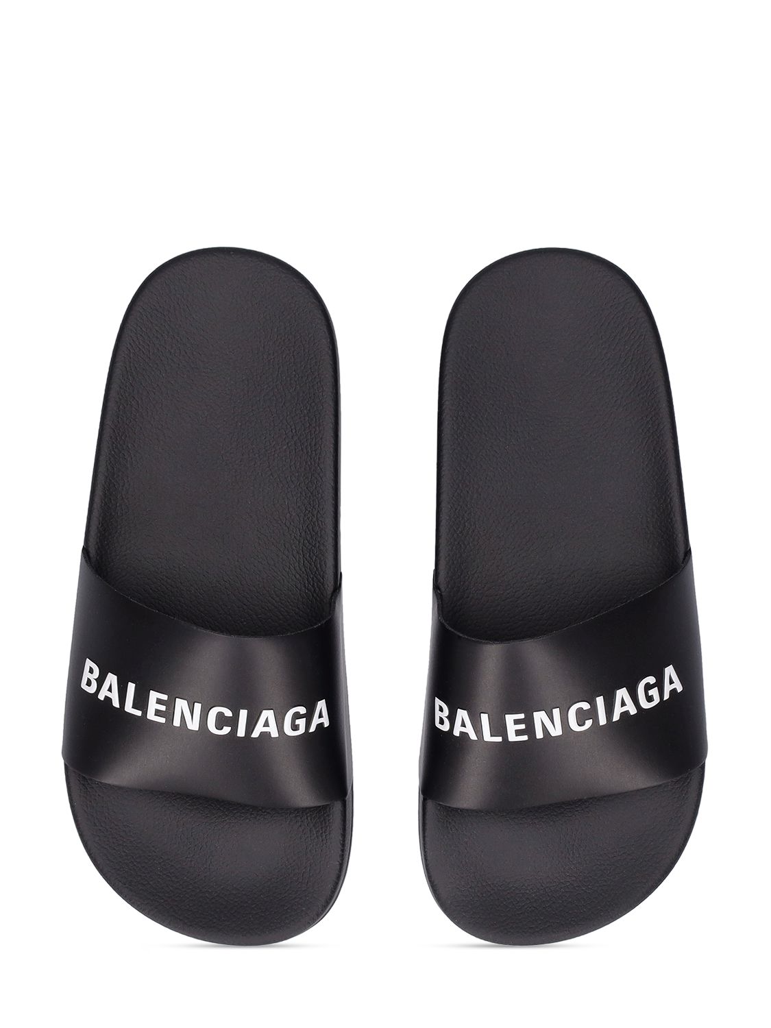 Balenciaga Logo-embossed Pool Slides In Black