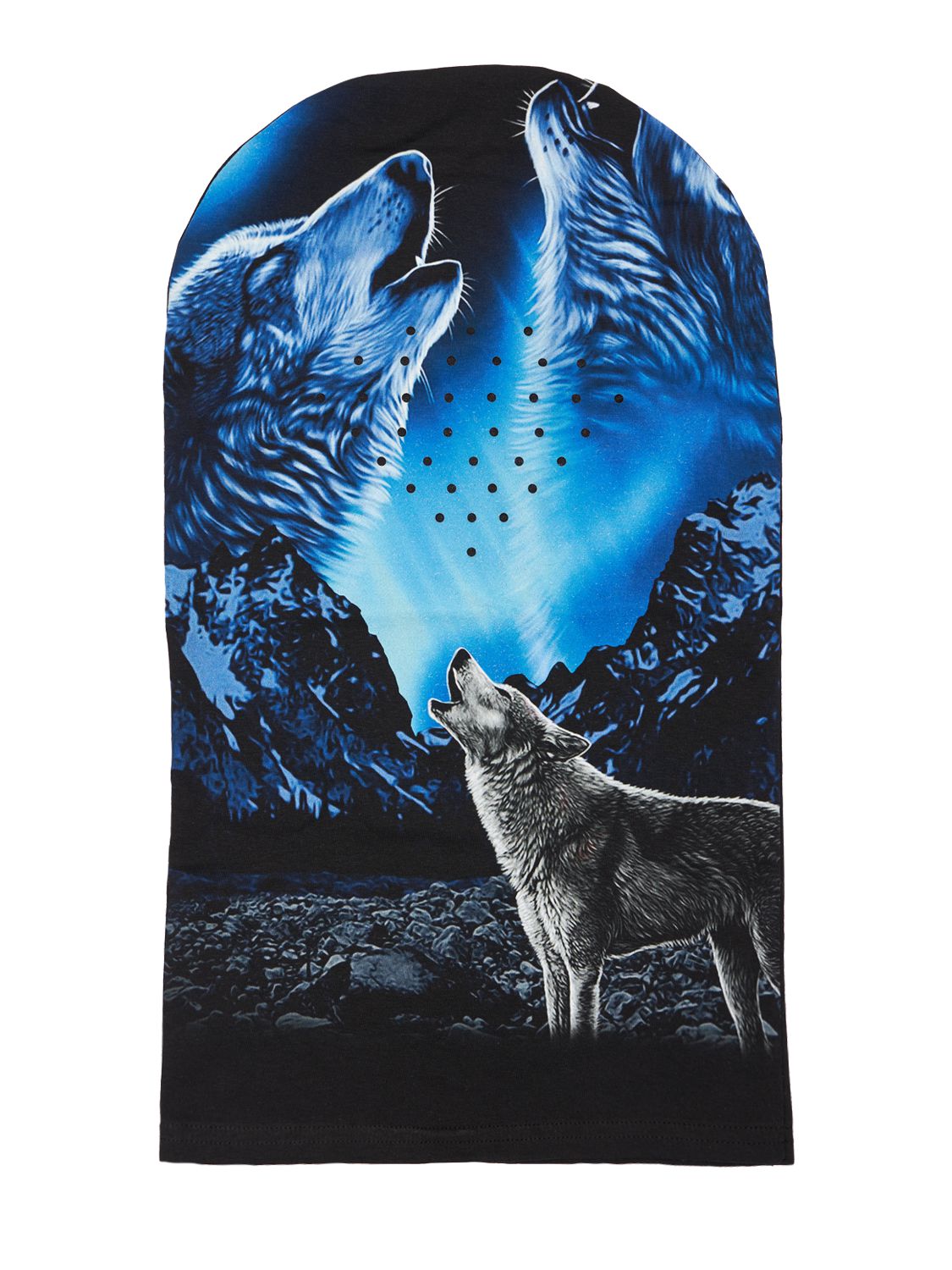 Howling Wolf Print Hooded Face Mask
