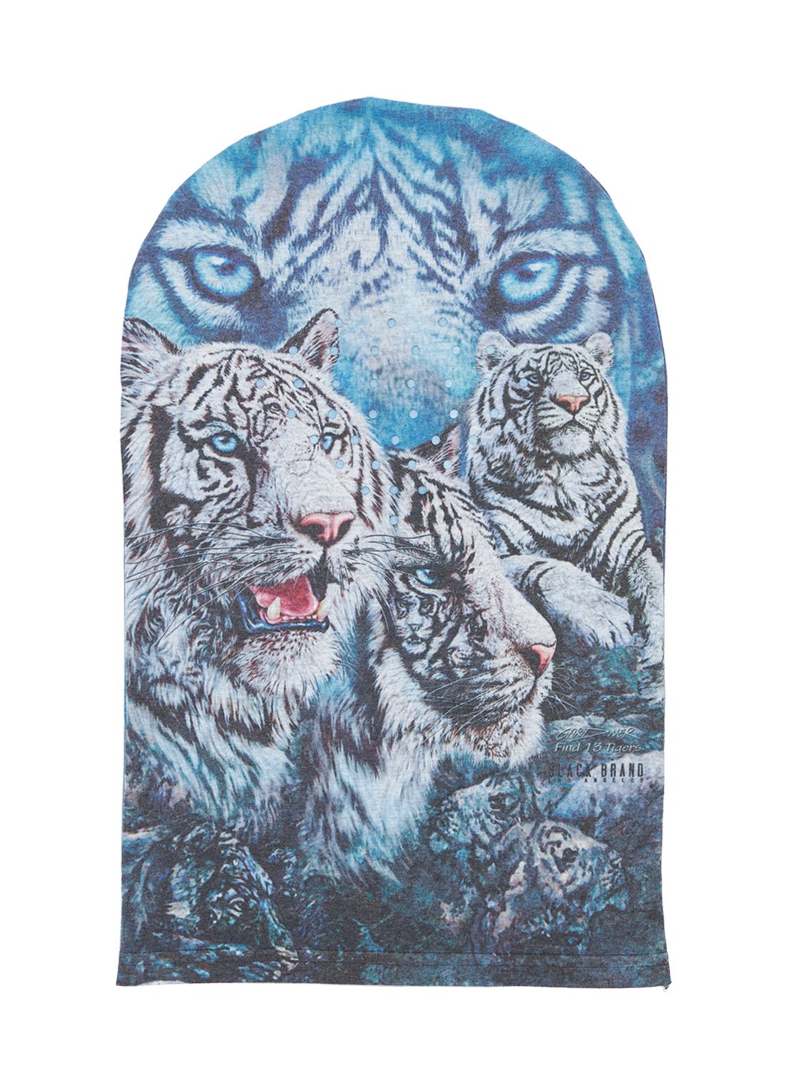 White Tigers Print Hooded Face Mask