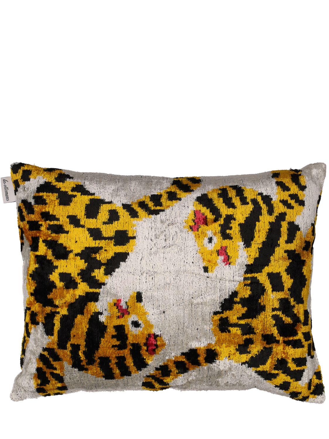 Les Ottomans Cotton & Silk Velvet Cushion In Multicolor