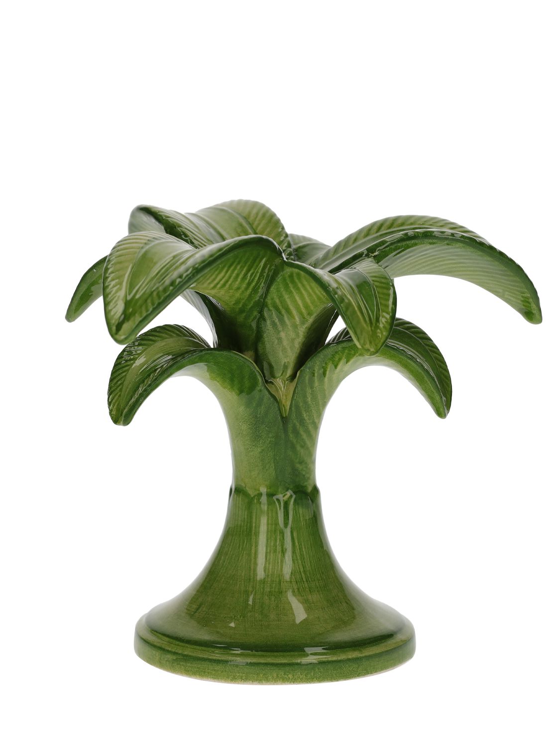 Les Ottomans Medium Palm Tree Candle Holder In Green