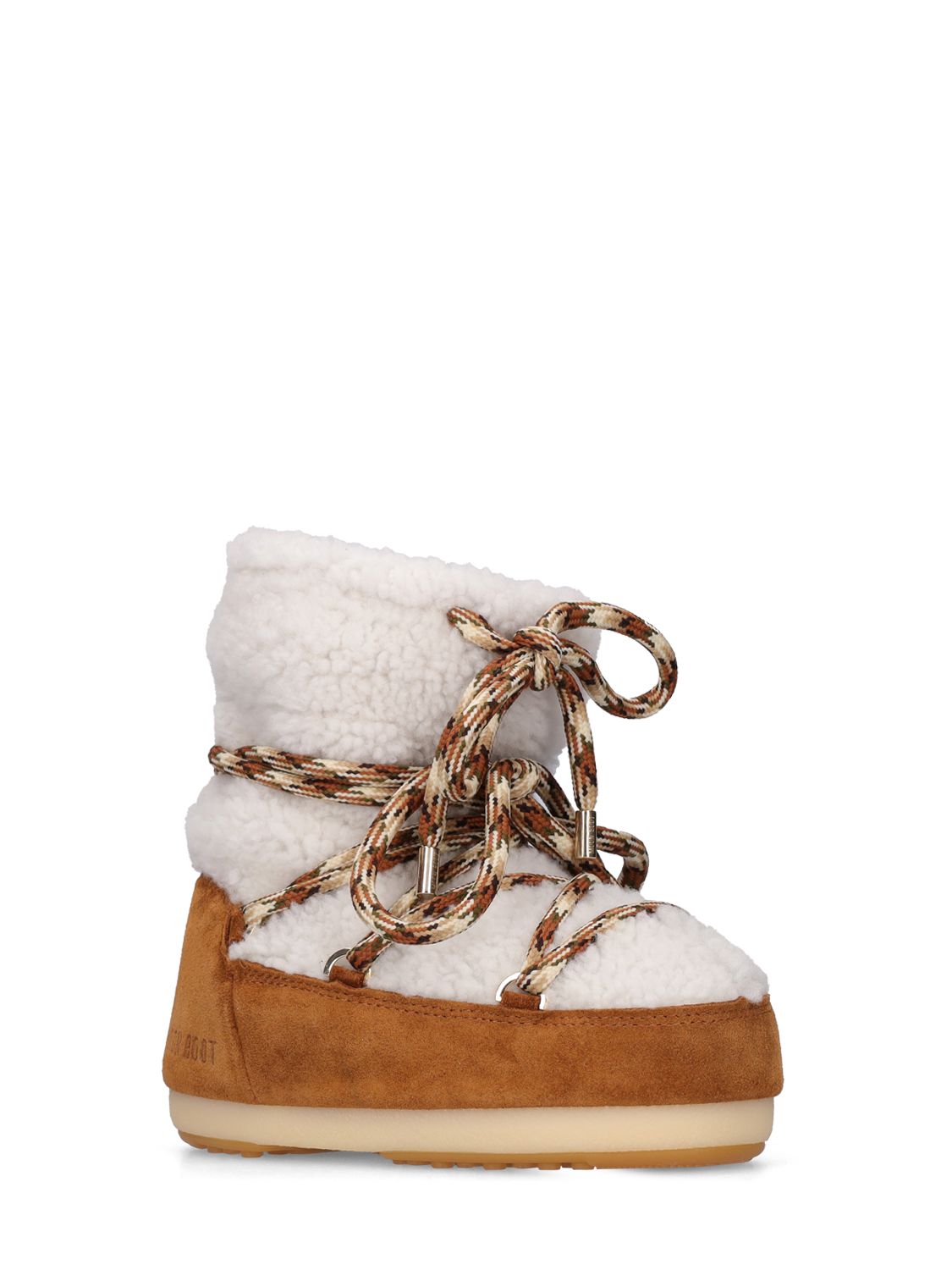 Shop Moon Boot Low Icon Shearling & Suede S In Whiskey Offwhit