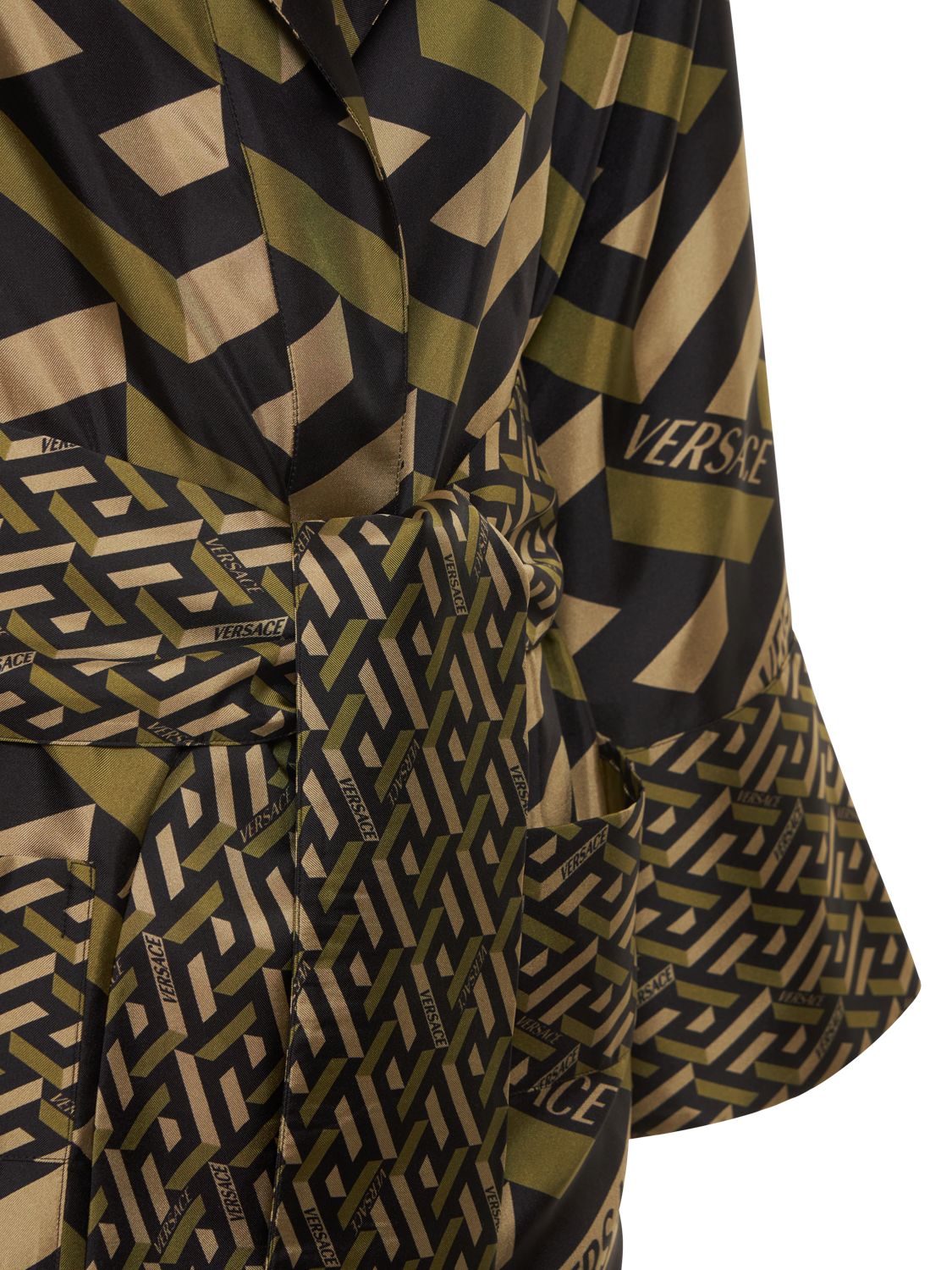 Versace Monogram Robe In Khaki