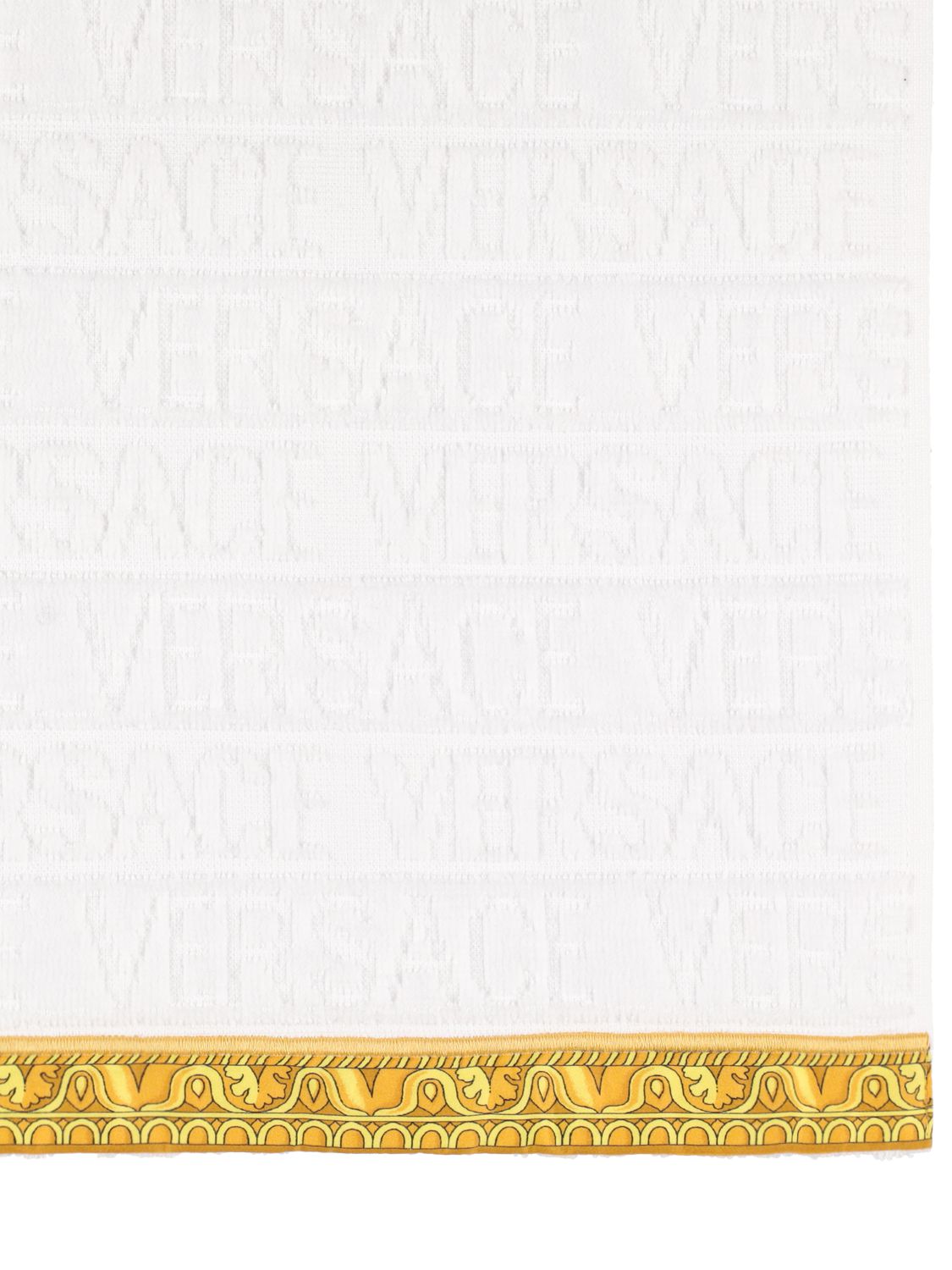 Shop Versace Cotton Guest Towel In White,gold