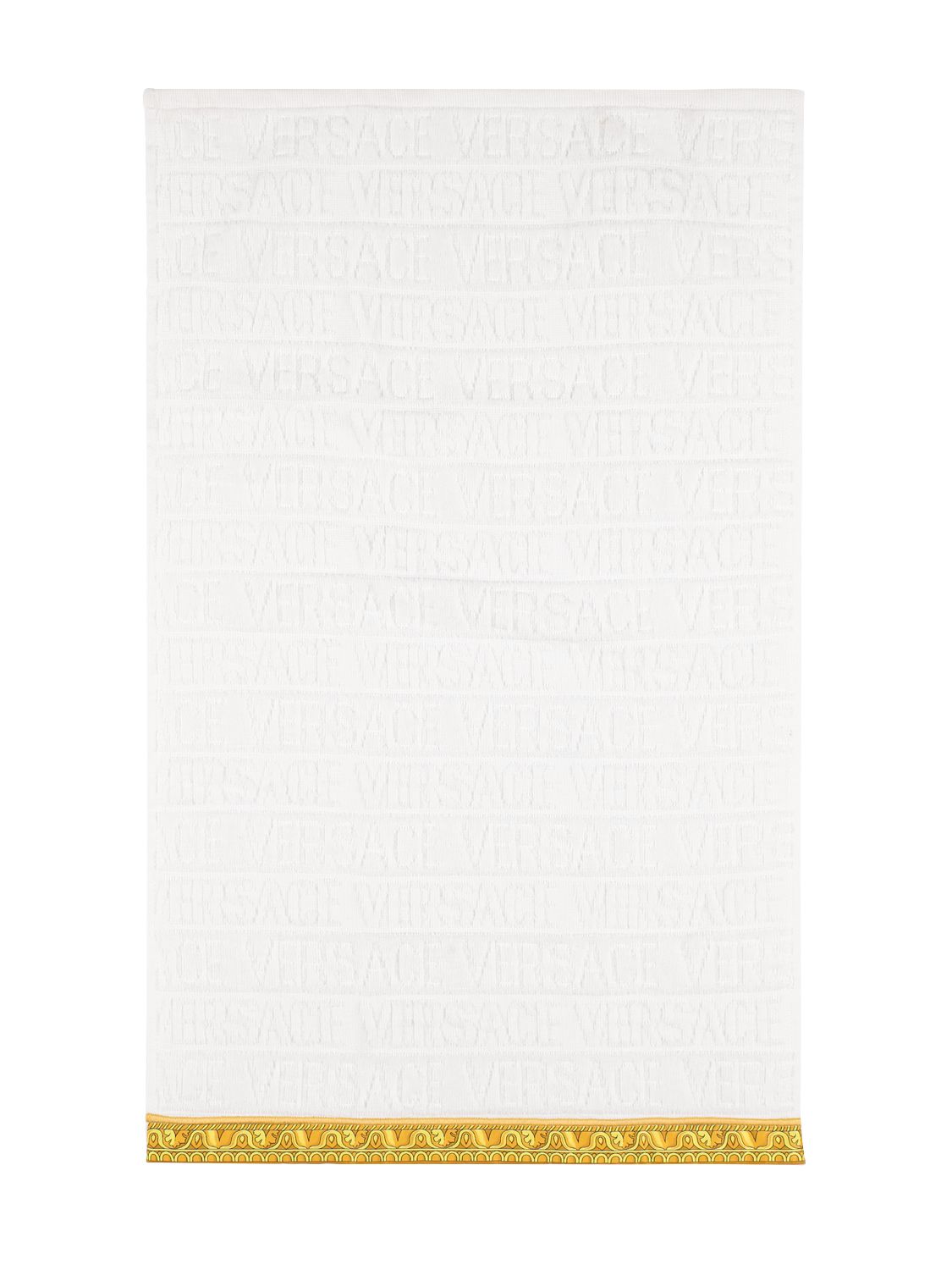 Shop Versace Cotton Guest Towel In White,gold