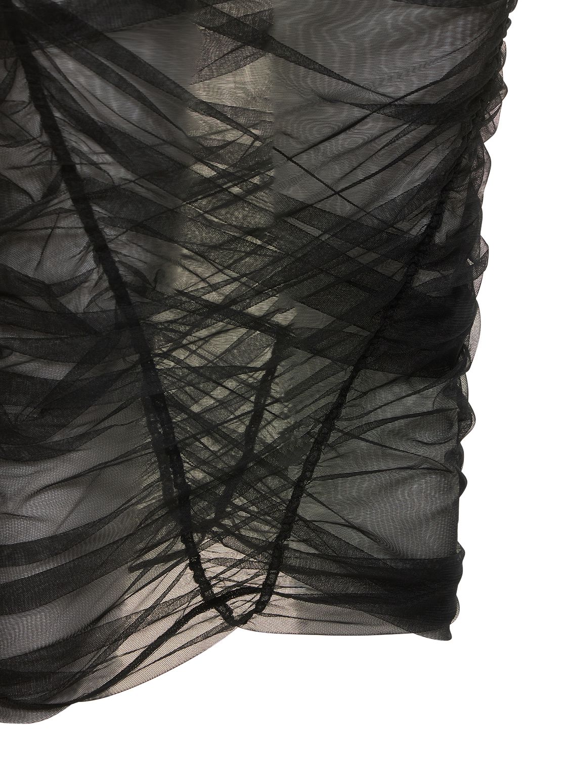 Shop Mugler Cutout Tulle Midi Dress In Black,nude