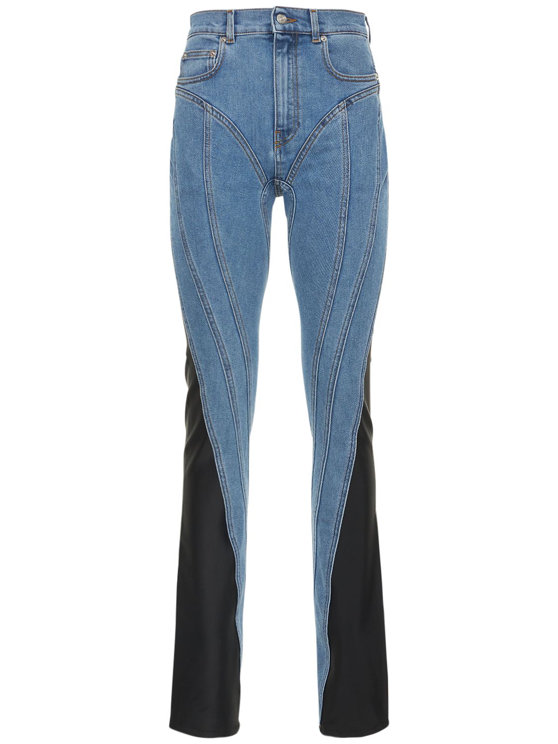 Contrast Denim & Jersey Skinny Jeans