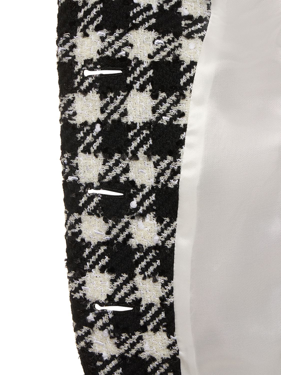 Alessandra Rich Cropped Houndstooth Wool-blend Tweed Jacket In Black,white