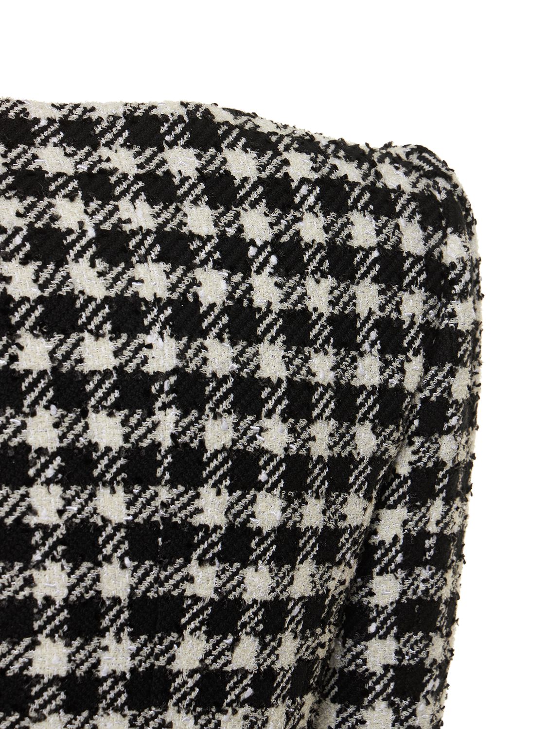 Alessandra Rich Cropped Houndstooth Wool-blend Tweed Jacket In Black,white