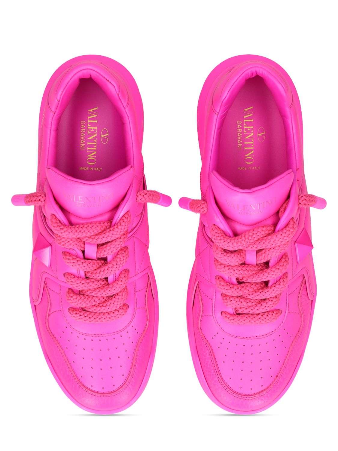 Valentino Men's One Stud Xl Low-top Napa Leather Sneakers In Fuchsia