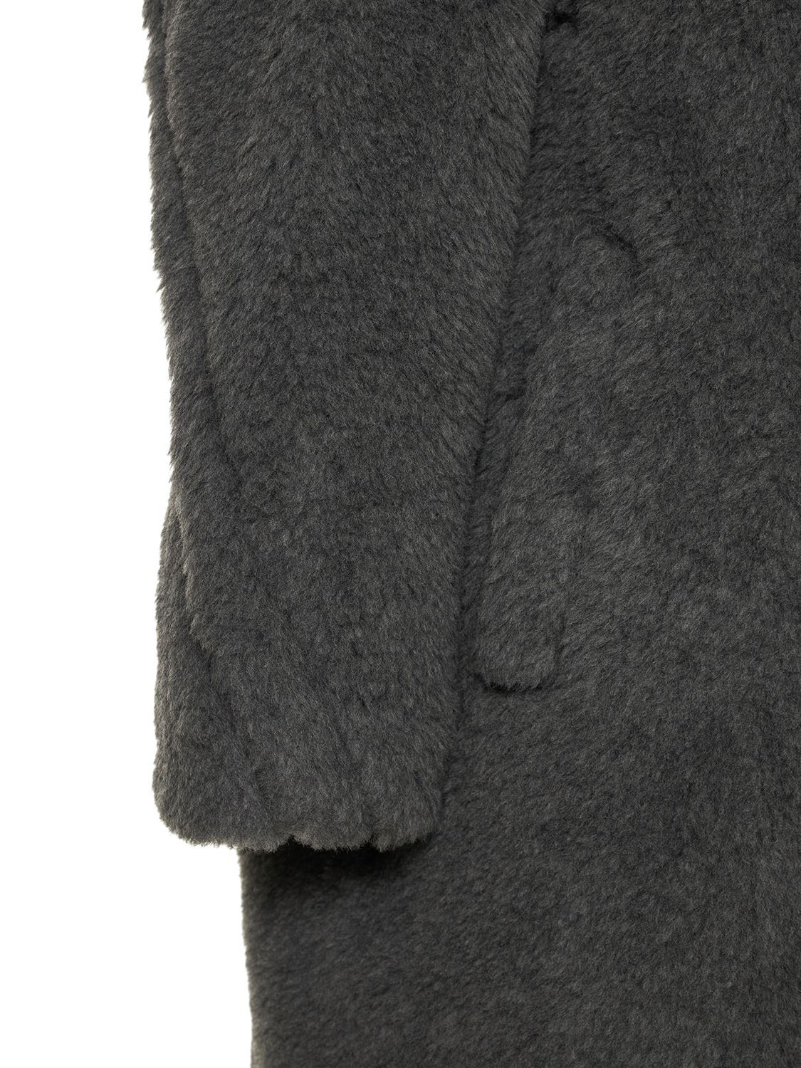 Shop Max Mara Teddy Wool Blend Long Coat In Grey